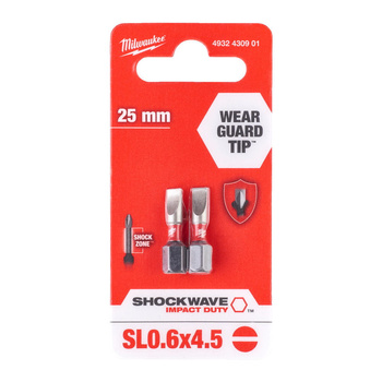 Milwaukee BIT SHOCKWAVE Płaski SL 0.6x4.5 25mm 2szt