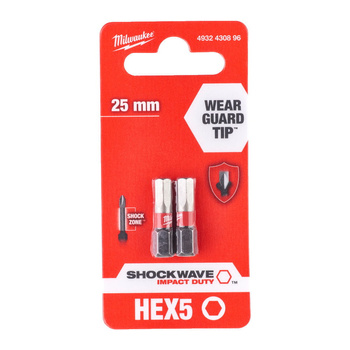 Milwaukee BIT SHOCKWAVE Hex 5mm 25mm 2szt