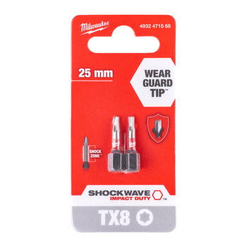 Milwaukee BIT SHOCKWAVE Torx TX8 25mm 2szt